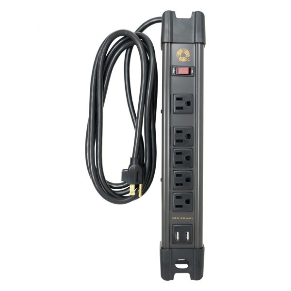 Southwire® - All-Metal Heavy-Duty Magnetic Power Strip with 2.4USB, 5 Outlets & 8' Cord