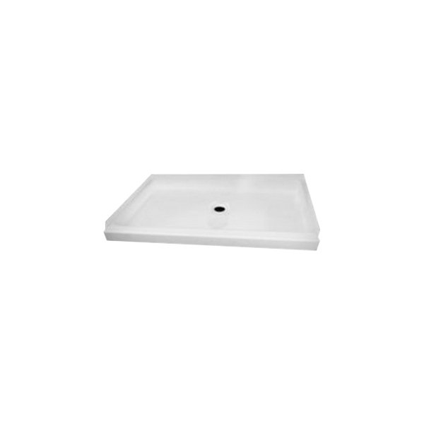 Specialty Recreation® - White Plastic Rectangular Shower Pan with Center Drain Hole