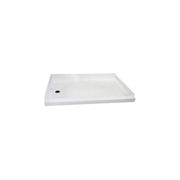 Specialty Recreation® - White Plastic Rectangular Shower Pan with Left Hand Drain