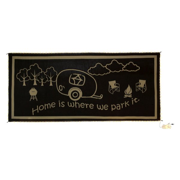 Stylish Camping® - 18'W x 8'L Brown/Beige Polypropylene RV Home Design Patio Mat with LED Light