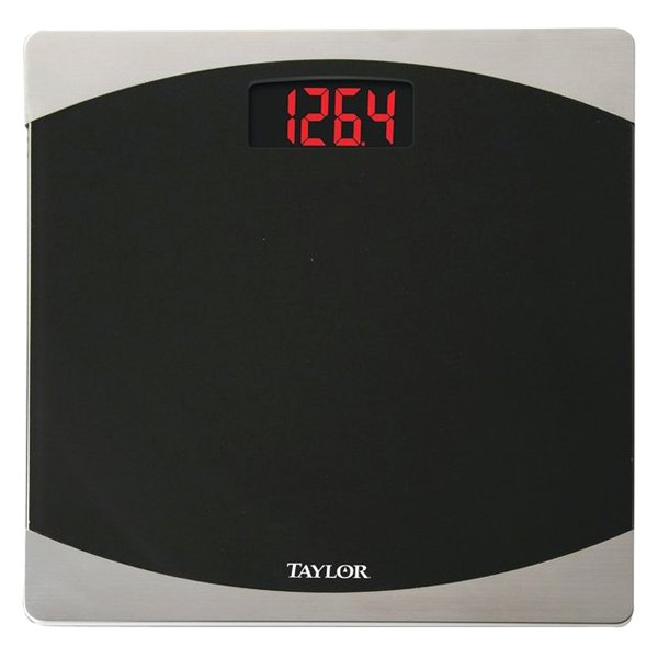 Taylor® - Square Black Glass/Metal 12"W x 12"L Bathroom Scale