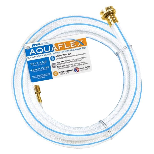 Teknor Apex® - AquaFlex™ 1/2" x 15' White Fresh Water Hose with Ergonomic Leak Proof Coupling