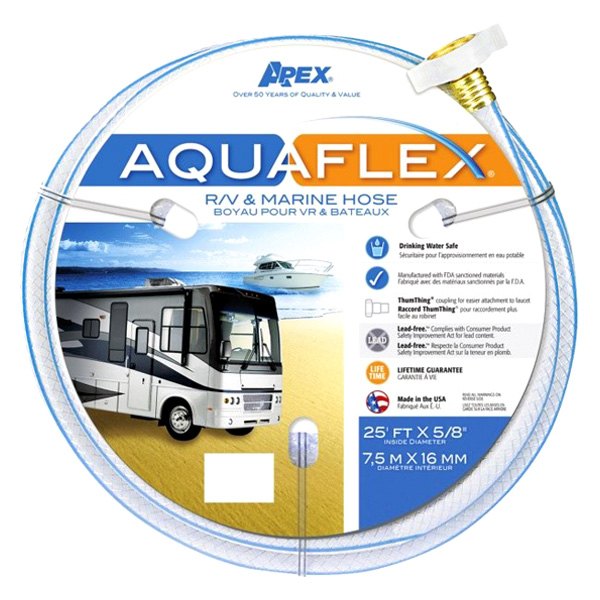 Teknor Apex® - AquaFlex™ 5/8" x 25' White Fresh Water Hose with Ergonomic Leak Proof Coupling