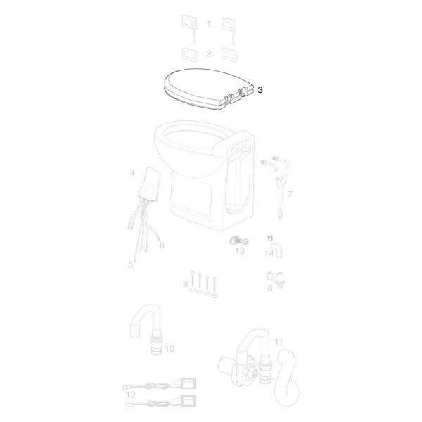 Thetford® - Bone Plastic Toilet Seat for Tecma™ Silence Plus, Silence Plus 2G Toilets