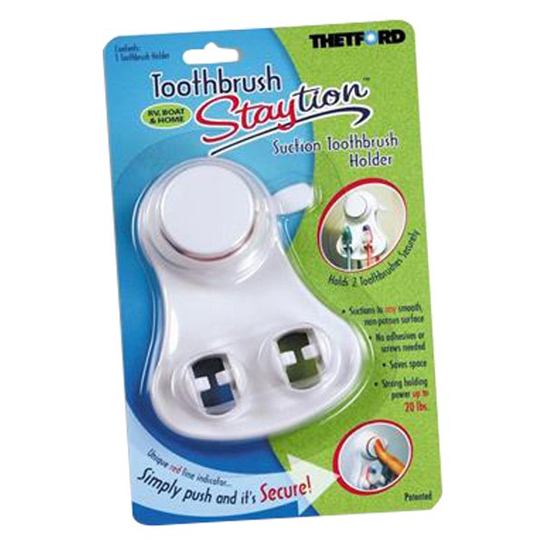 Thetford® - Staytion™ White Plastic Suction Holder for 2 Toothbrush
