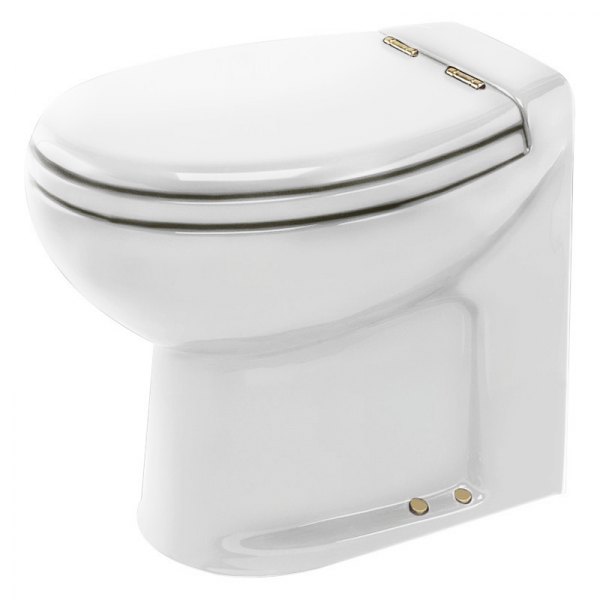 Thetford® - Tecma™ Silence Plus 2 White/Chrome Porcelain 12V Low Profile Built-In Toilet with Wall Switch