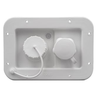 Thetford® - 5-5/16" H x 7-9/16" W White Gravity/City Water Hatch & 1/2" MPT Plastic Check Valve