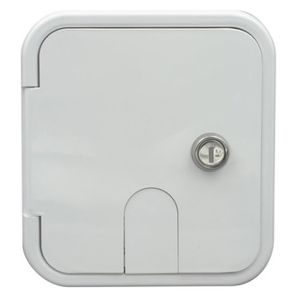 Thetford® - 6-1/2" H x 6" W White City Water Hatch with Key Lock Door & 1/2" MPT Brass Check Valve