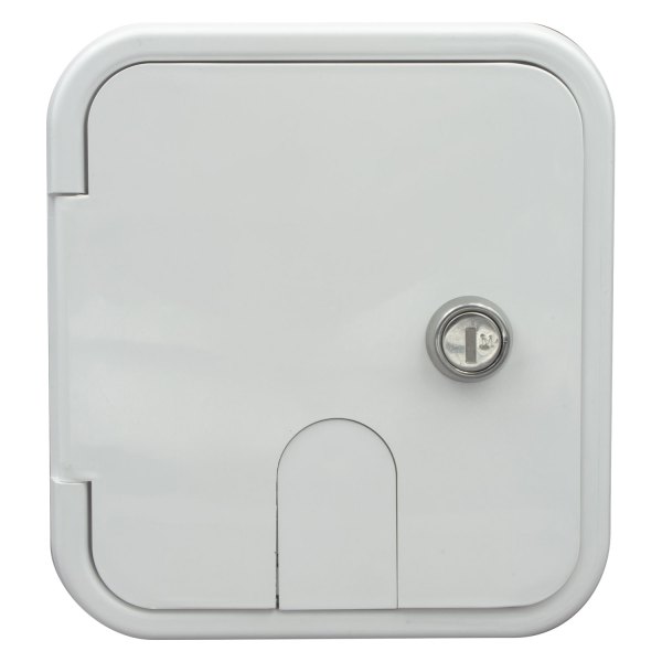Thetford® - 6-1/2" H x 6" W White City Water Hatch with Key Lock Door & 1/2" MPT Plastic Check Valve