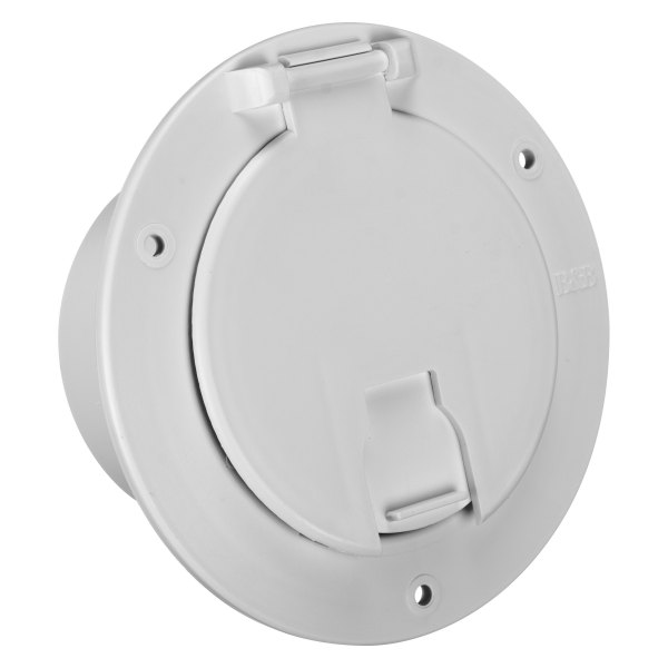 Thetford® - Deluxe 5.1"D Polar White Round Electric Cable Hatch with Back