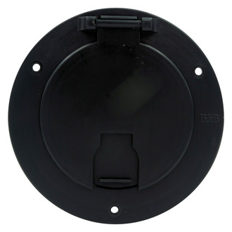 Thetford® - Deluxe 5.1"D Black Round Electric Cable Hatch with Back