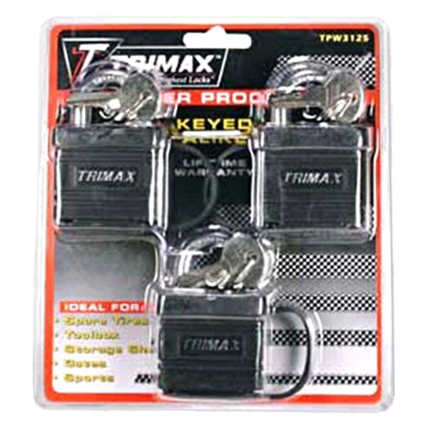 Trimax® - Black Standard Key Shackle Padlock with Protective Sleeve