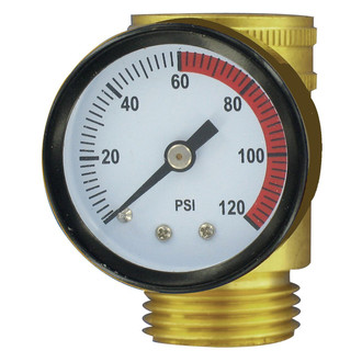Valterra® - Brass Water Adapter with Pressure Gauge (3/4" FPT x 3/4" MPT)
