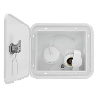 Valterra® - 6-1/2" H x 7-5/8" W Gravity/City Water Hatch with Key Lock Door & 1/2" MPT Brass Check Valve