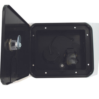 Valterra® - 6-1/2" H x 7-5/8" W Black Gravity/City Water Hatch with Key Lock Door & 1/2" MPT Brass Check Valve