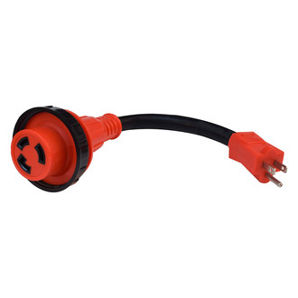 Valterra® - Mighty Cord™ 12" Dogbone Power Adapter with Standard Grip (15A Straight Male x 30A Locking Female)