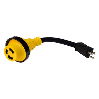 Valterra® - Mighty Cord™ 12" Dogbone Power Adapter with Standard Grip (15A Straight Male x 30A Locking Female)