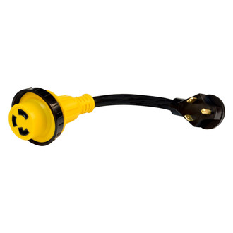 Valterra® - Mighty Cord™ 12" Dogbone Power Adapter with Standard Grip (30A Straight Male x 30A Locking Female)