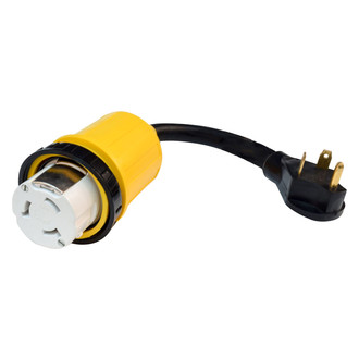 Valterra® - Mighty Cord™ 12" Dogbone Power Adapter with Standard Grip (30A Straight Male x 50A Locking Female)