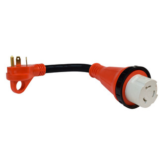 Valterra® - Mighty Cord™ 12" Dogbone Power Adapter with Handle Grip (30A Straight Male x 50A Locking Female)