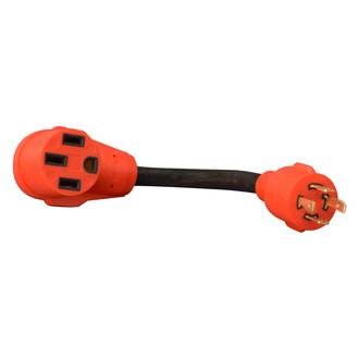Valterra® - Mighty Cord™ 12" Dogbone Power Adapter with Standard Grip (30A Locking Male x 50A Straight Female)