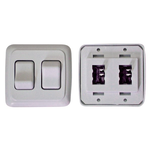 Valterra® - Double On/Off White Lighting Switch with Base and Plate