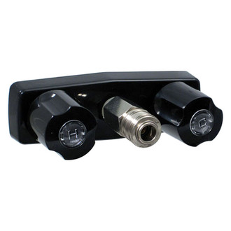 Valterra® - Black Plastic Spray Port Faucet with Knobs Handles & Hot/Cold Outlet