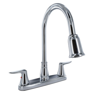 Valterra® - Catalina Plastic Polished Chrome Pull-Down Kitchen Faucet with Levers Handles