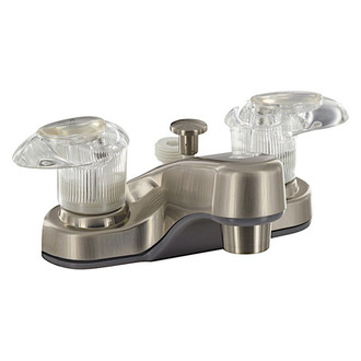 Valterra® - Catalina Plastic Nickel Plated D-Spud Lavatory Faucet with Clear Levers Handles & Diverted