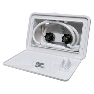 Valterra® - Catalina Plastic White Exterior Shower Box with Hose