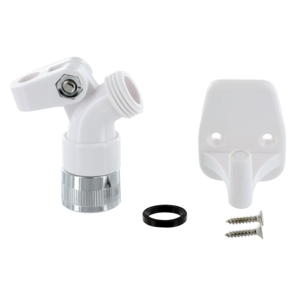 Valterra® - Chrome/White Swivel Shower Connector with Wall Bracket