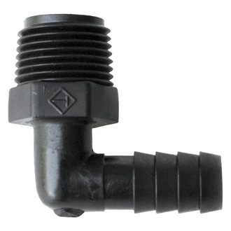 Valterra® - 90° Black Plastic Elbow Male Adapter (3/8" MNPT x 3/8" Barb)