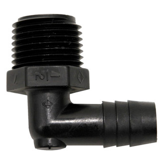 Valterra® - 90° Black Plastic Elbow Male Adapter (1/2" MNPT x 1/2" Barb)