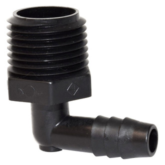Valterra® - 90° Black Plastic Elbow Male Adapter (1/2" MNPT x 3/8" Barb)