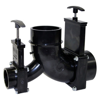 Valterra® - Ell Double Rotating Valve 3" Hub x 1-1/2" Hub x 3" Spigot Outlet