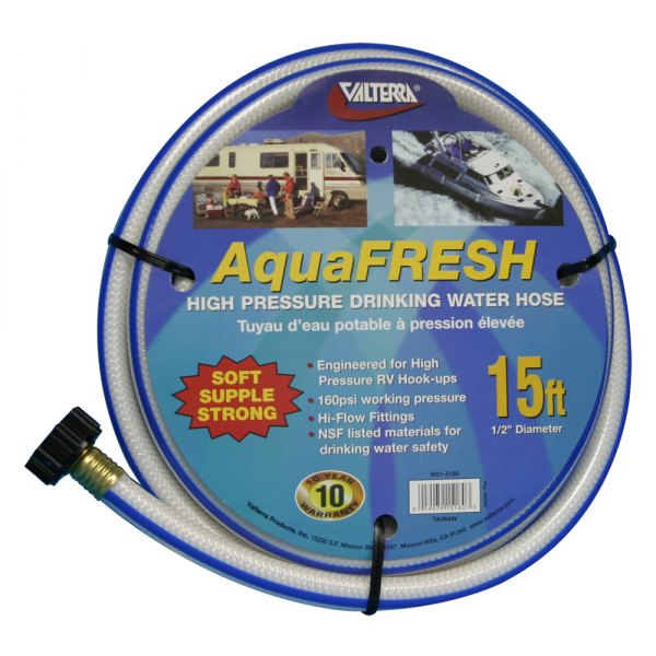 Valterra® - AquaFRESH™ 1/2" x 15' White High Pressure Drinking Water Hose